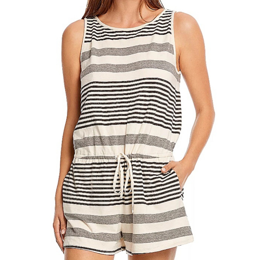 Michael Stars Kylie Stretch Knit Romper Sz Small Summer Nautical Beachy Like New